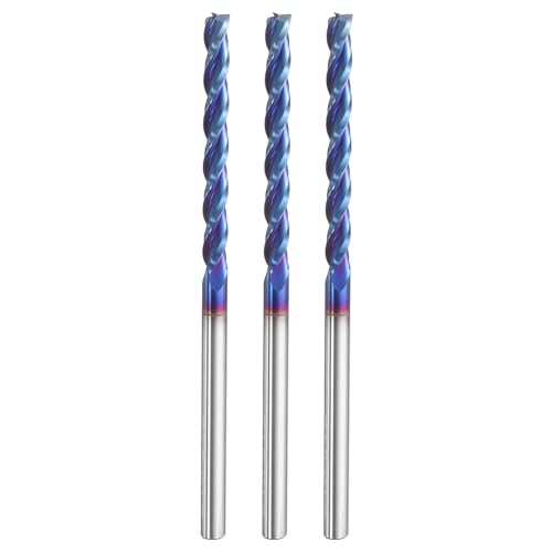 HARFINGTON Spiralfräser-Bit, 3 Stück, 0,3 cm Schnittdurchmesser, 0,3 cm Schaft, hochgeschnitten, Nanobeschichtung, Vollhartmetall, 3 Rillen, CNC-Schaftfräser-Bits für Holz, Kunststoff, Weichmetall HARFINGTON Spiralfräser-Bit, 3 Stück, 0,3 cm Schnittdurchmesser, 0,3 cm Schaft, hochgeschnitten, Nanobeschichtung, Vollhartmetall, 3 Rillen, CNC-Schaftfräser-Bits für Holz, Kunststoff, Weichmetall von HARFINGTON