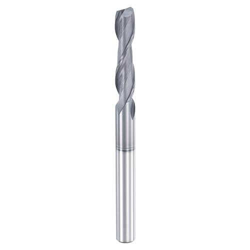 HARFINGTON Spiralfräser-Bit, 6,35 mm Schnittdurchmesser, 2-schneidig, Vollhartmetall-Schaftfräser mit 1/4-Zoll-Schaft für CNC-Holzschnitzerei, Gravur, 3,8 cm Schnittlänge, AlTiN-beschichtet von HARFINGTON