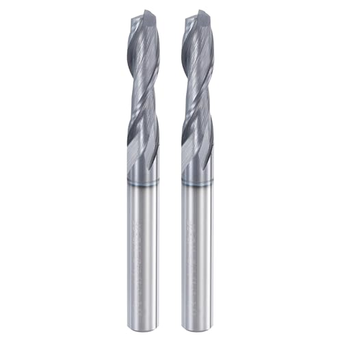 HARFINGTON Spiralfräser-Bit, 6,35 mm Schnittdurchmesser, AITIN-beschichteter Vollhartmetall-Schaftfräser mit 6,35 mm Schaft für CNC-Holzschnitzerei, Gravur, 2,5 cm Schnittlänge, AlTiN-Beschichtung, 2 von HARFINGTON
