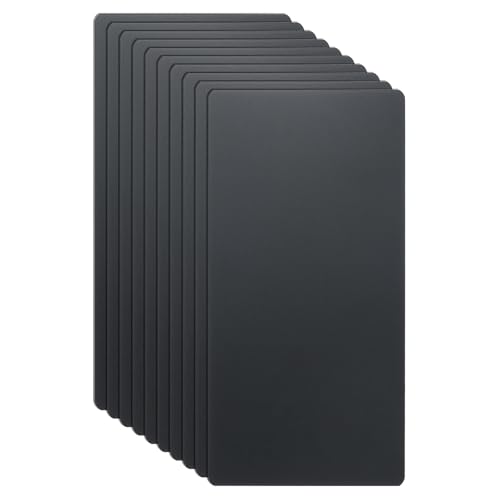 HARFINGTON Visitenkarten aus Metall, 11,9 x 6,1 x 0,000 cm, 201 Edelstahl, spiegelnd, Titan, Laser-Gravur, blanko, CNC-Gravur, Blatt, für Haus, Büro, DIY-Geschenkeinladungen, Schwarz, 10 Stück von HARFINGTON