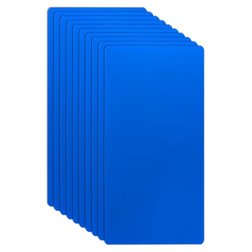 HARFINGTON Visitenkarten aus Metall, 11,9 x 6,1 x 0 cm, 201 Edelstahl, spiegelnd, Titan, Laser-Gravur, blanko, CNC-Gravur, Blatt, für Haus, Büro, DIY-Geschenkeinladungen, Blau, 10 Stück von HARFINGTON