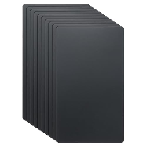 HARFINGTON Visitenkarten aus Metall, 11,9 x 7,1 x 0,1 cm, 304 Edelstahl, spiegelnd, Titan, Laser-Gravur, blanko, CNC-Gravur, Blatt, für Haus, Büro, DIY-Geschenkeinladungen, Schwarz, 10 Stück von HARFINGTON
