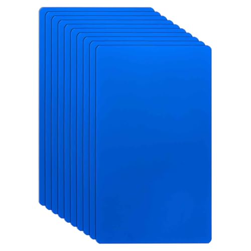 HARFINGTON Visitenkarten aus Metall, 11,9 x 7,1 x 0 cm, 201 Edelstahl, spiegelnd, Titan, Laser-Gravur, blanko, CNC-Gravur, Blatt, für Haus, Büro, DIY-Geschenkeinladungen, Blau, 10 Stück von HARFINGTON