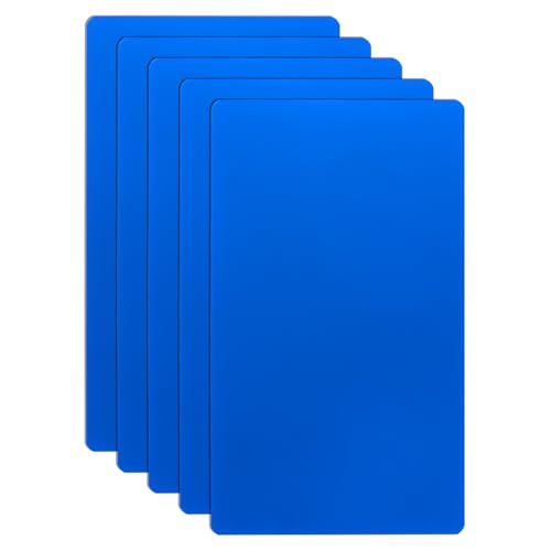 HARFINGTON Visitenkarten aus Metall, 11,9 x 7,1 x 0 cm, 201 Edelstahl, spiegelnd, Titan, Laser-Gravur, blanko, CNC-Gravur, Blatt, für Haus, Büro, DIY-Geschenkeinladungen, Blau, 5 Stück von HARFINGTON