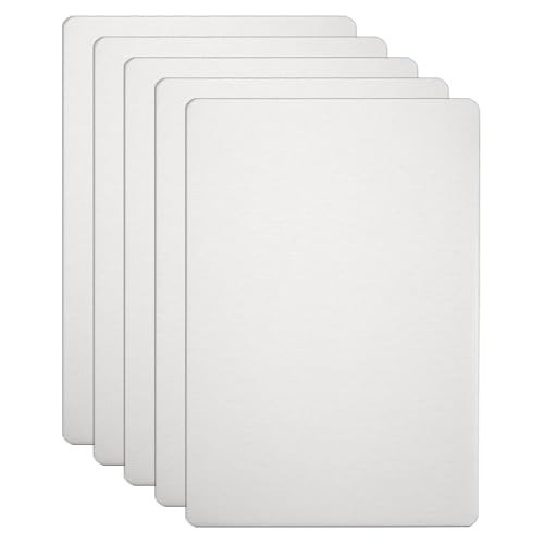 HARFINGTON Visitenkarten aus Metall, 6,6 x 4,6 x 0,000 cm, 201 Edelstahl, gebürstet, Laser-Gravur, blanko, CNC-Gravur, Blatt, für Haus, Büro, DIY-Geschenkeinladungen, Silber, 5 Stück von HARFINGTON