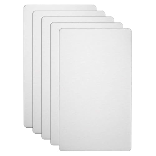 HARFINGTON Visitenkarten aus Metall, 7,9 x 5,1 x 0,00 cm, 201 Edelstahl, gebürstet, Laser-Gravur, blanko, CNC-Gravur, Blatt, für Haus, Büro, DIY-Geschenkeinladungen, Silber, 5 Stück von HARFINGTON