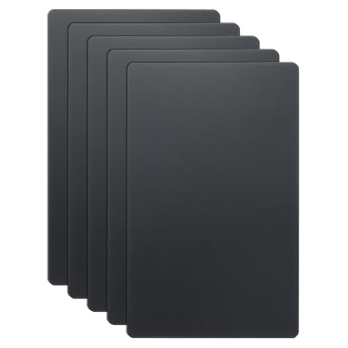 HARFINGTON Visitenkarten aus Metall, 7,9 x 5,1 x 0,1 cm, 201 Edelstahl, spiegelnd, Titan, Laser-Gravur, blanko, CNC-Gravur, Blatt, für Haus, Büro, DIY-Geschenkeinladungen, Schwarz, 5 Stück von HARFINGTON