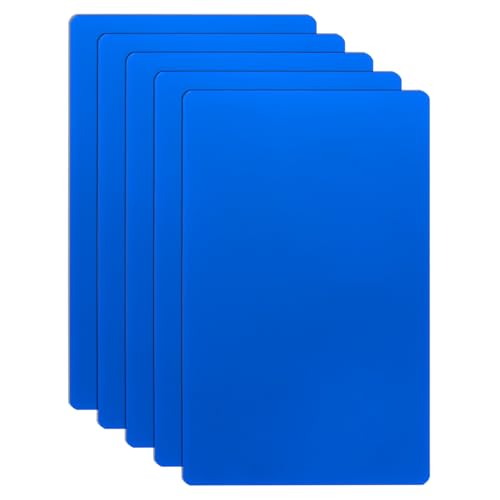 HARFINGTON Visitenkarten aus Metall, 7,9 x 5,1 x 0 cm, 201 Edelstahl, spiegelnd, Titan, Laser-Gravur, blanko, CNC-Gravur, Blatt, für Haus, Büro, DIY-Geschenkeinladungen, Blau, 5 Stück von HARFINGTON