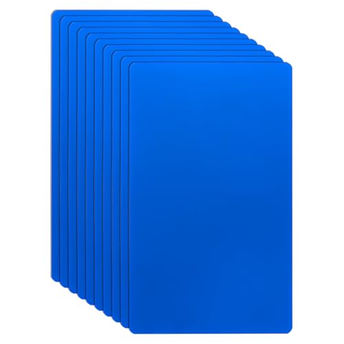 HARFINGTON Visitenkarten aus Metall, 9,9 x 6,1 x 0 cm, 201 Edelstahl, spiegelnd, Titan, Laser-Gravur, blanko, CNC-Gravur, Blatt, für Haus, Büro, DIY-Geschenkeinladungen, Blau, 10 Stück von HARFINGTON