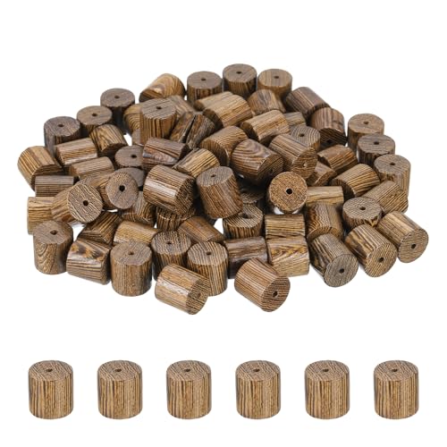 HARFINGTON Zylinder-Holzperlen, 12 x 12 mm, kleine Holzperlen für Bastelarbeiten, Armbänder, Armbänder, Halsketten, Schmuckherstellung, Khakibraun, 100 Stück von HARFINGTON