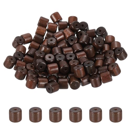 HARFINGTON Zylinder-Holzperlen, 6 x 6 mm, kleine Holzperlen für Bastelarbeiten, Armbänder, Armbänder, Halsketten, Schmuckherstellung, Rotbraun, 100 Stück HARFINGTON Zylinder-Holzperlen, 6 x 6 mm, kleine Holzperlen für Bastelarbeiten, Armbänder, Armbänder, Halsketten, Schmuckherstellung, Rotbraun, 100 Stück von HARFINGTON