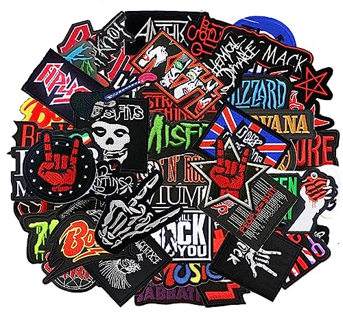 HARINI 50 Stück gemischte Lot Rock Band Patches zum Aufbügeln für Kleidung Stickerei Abzeichen Kleidung Aufkleber Jacke Jeans Applique Punk Musik von HARINI