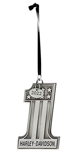 Harley-Davidson 2022 Pewter Embossed #1 Logo Hanging Holiday Ornament - Silver von HARLEY-DAVIDSON