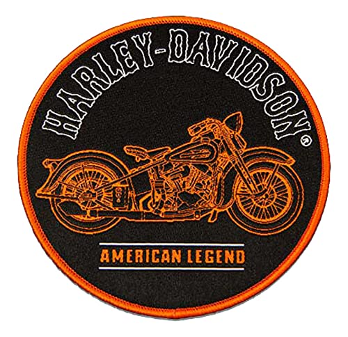 Harley-Davidson American Legend Aufnäher / Aufnäher, rund, 10,2 cm, Schwarz / Orange von HARLEY-DAVIDSON
