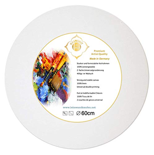 Keilrahmen Leinwand rund 60cm aus Fichtenholz bespannt mit 400 g/m² Leinen Gewebe grundiert - Made in Germany Keilrahmen Leinwand rund 60cm aus Fichtenholz bespannt mit 400 g/m² Leinen Gewebe grundiert - Made in Germany von HARMONIE IM GANZEN
