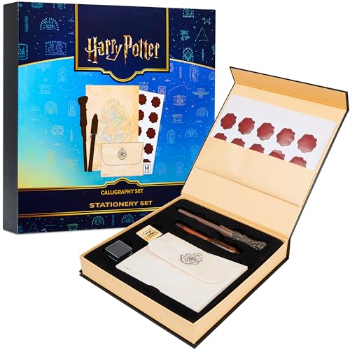 Harry Potter Briefpapier-Set Hogwarts, Komplett-Set mit Kalligraphie-Stift, Notizblock, Umschlägen, Siegelaufklebern, Kinderstempel und magischem Stift, unsichtbarer Tinte von Harry Potter