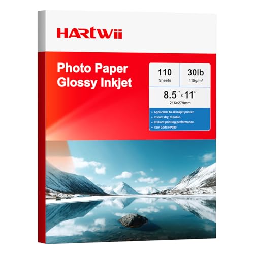 HARTWII Glänzendes, dünnes Tintenstrahlpapier, 21,6 x 27,9 cm, 110 Blatt, 115 g/m², Premium-Fotopapier für Tintenstrahldrucker mit Farbstofftinte für individuelle Chiptüten, Partygeschenke (115 g/m² x HARTWII Glänzendes, dünnes Tintenstrahlpapier, 21,6 x 27,9 cm, 110 Blatt, 115 g/m², Premium-Fotopapier für Tintenstrahldrucker mit Farbstofftinte für individuelle Chiptüten, Partygeschenke (115 g/m² x von HARTWII