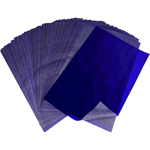 HARY 100 Blatt Pauspapier A4 Einseitig Graphitiertes Durchschlagpapier 21 x 29.7cm Wiederverwendbares Blaues Kohlepapier Blaupapier für Keramik Holz und Leinwand von HARY