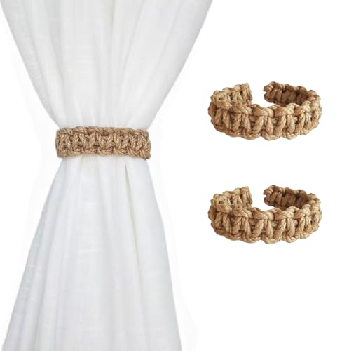 HARY 2 Stück Vorhang Raffhalter Boho Vorhanghalter Handgefertigte Gardinenhalter Baumwollseil Vorhang Halter für Büro Wohnzimmer Schlafzimmer von HARY