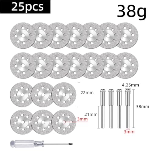 HARY 25 Stück 22mm Diamant Trennscheiben Trennscheibe metall für Dremel Rotationswerkzeug Zubehör Dremel Diamantscheibe mit 3 mm Dorn und Kreuzschraubendreher HARY 25 Stück 22mm Diamant Trennscheiben Trennscheibe metall für Dremel Rotationswerkzeug Zubehör Dremel Diamantscheibe mit 3 mm Dorn und Kreuzschraubendreher von HARY