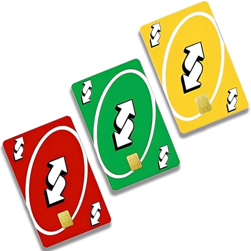 HARY 3Pcs Umkehrkarte Kreditkarten Aufkleber Personalisierte Bankkarten Aufkleber Wasserfeste Vinyl-Sticker für EC Karten Kreditkarten und Girocard (Rot Grün Gelb) von HARY