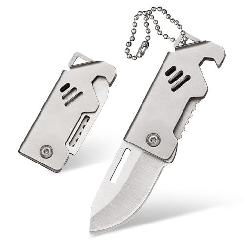 HARY Tragbares Taschenmesser aus Rostfreiem Edelstahl Kleines Taschenmesser als Schlüsselanhänger Messer Multifunktionales Kleinstmesser Perfektes Taschenmesser Outdoor Geschenk von HARY