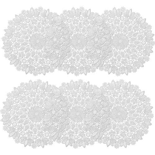 Hary 6 Stück Spitzendeckchen, 15 cm Durchmesser, Französische Gestickte Spitze Untersetzer in Form Einer Glockenblume Geeignet für Esszimmer Wohnzimmer Schlafzimmer und Arbeitszimmer Hary 6 Stück Spitzendeckchen, 15 cm Durchmesser, Französische Gestickte Spitze Untersetzer in Form Einer Glockenblume Geeignet für Esszimmer Wohnzimmer Schlafzimmer und Arbeitszimmer von HARY