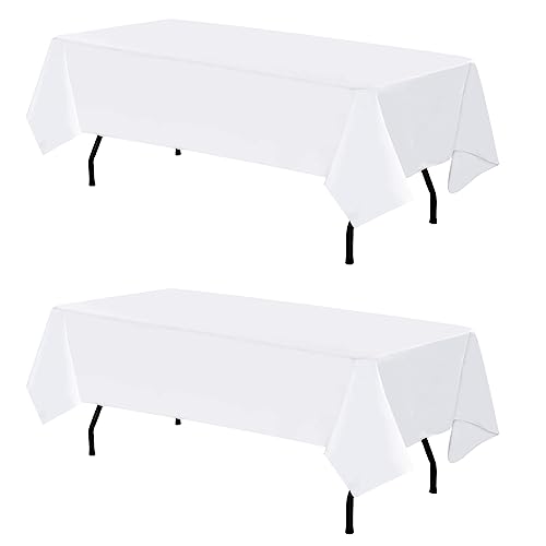 Weiße rechteckige Polyester-Tischdecke, 153 x 260 cm, 2er-Pack für 4 Fuß rechteckige Tische, Polyester-Tischdecke, schmutzabweisend, knitterfrei, waschbare Tischdecke für Hochzeitsbankett Weiße rechteckige Polyester-Tischdecke, 153 x 260 cm, 2er-Pack für 4 Fuß rechteckige Tische, Polyester-Tischdecke, schmutzabweisend, knitterfrei, waschbare Tischdecke für Hochzeitsbankett von HASJOIN