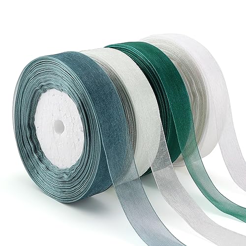 4 Stück Organzaband Weiss, HASLED Geschenkband Hochzeit 45M, geschenkband, Transparente Romantik, Geschenkband Weiss Chiffon für Handgemachtes Heimwerken, Geschenkverpackung, Hochzeitsdekoration 4 Stück Organzaband Weiss, HASLED Geschenkband Hochzeit 45M, geschenkband, Transparente Romantik, Geschenkband Weiss Chiffon für Handgemachtes Heimwerken, Geschenkverpackung, Hochzeitsdekoration von HASLED