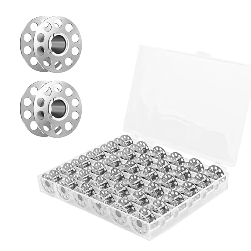 HASLED 36 Stück Metall-Spulen für Nähmaschinen (7mm Innendurchmesser) - Leere Unterfadenspulen mit Transparenter Aufbewahrungsbox - Nähzubehör für DIY, Nähen & Handarbeit von HASLED