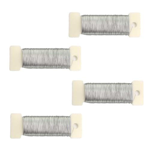 HASLED Basteldraht 4 Rollen (200m) - Silber Schmuckdraht für DIY, Floristik & Garten - Weicher Eisen-Draht zum Basteln & Dekorieren von HASLED