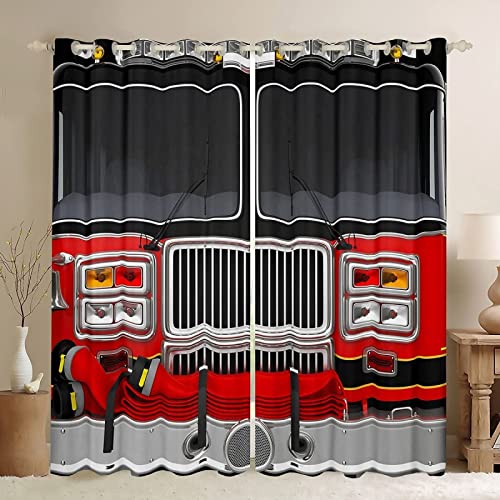 HATEGE Vorhang Blickdicht Rotes Feuerwehrauto Gardinen mit Ösen 3D Kind Junge Blickdichte Vorhänge Thermovorhang Kälteschutz Verdunklungsvorhänge für Wohnzimmer Schlafzimmer 2er Set 91.5x214 cm(BxH HATEGE Vorhang Blickdicht Rotes Feuerwehrauto Gardinen mit Ösen 3D Kind Junge Blickdichte Vorhänge Thermovorhang Kälteschutz Verdunklungsvorhänge für Wohnzimmer Schlafzimmer 2er Set 91.5x214 cm(BxH von HATEGE