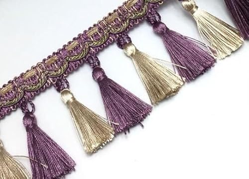 1 Stück, 14 Yards, elegante Perlenquaste, Fransen-Spitzenbesatz for Heimwerkerarbeiten, Heimdekoration und Nähprojekte(Purple) von HAUJGG