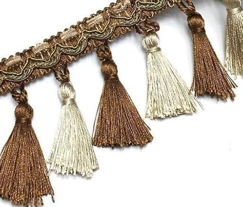 1 Stück, 14 Yards, elegante Perlenquaste, Fransen-Spitzenbesatz for Heimwerkerarbeiten, Heimdekoration und Nähprojekte(Yellow Curry) von HAUJGG