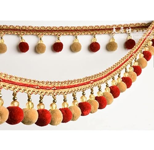 1 Stück 1 Meter Perlenquasten-Fransenbesatz – Eleganter Pom-Pom-Kugelbesatz for Sofa, Lampenschirm und Heimdekoration, DIY-Bastelarbeiten(Gold) von HAUJGG