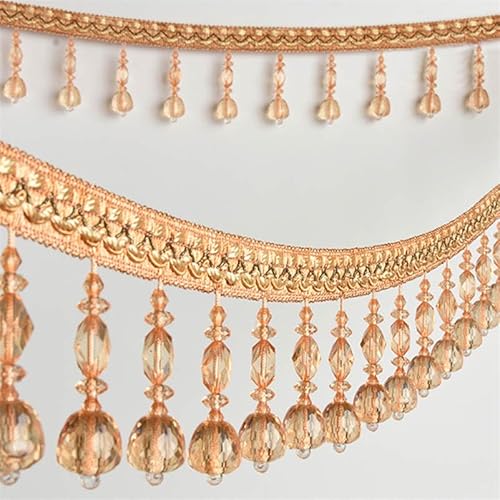 1 Stück 1 Meter Perlenquasten-Fransenbesatz for Vorhänge und Bastelarbeiten – elegante Hängedekoration aus Polyester(Rice Wine) von HAUJGG