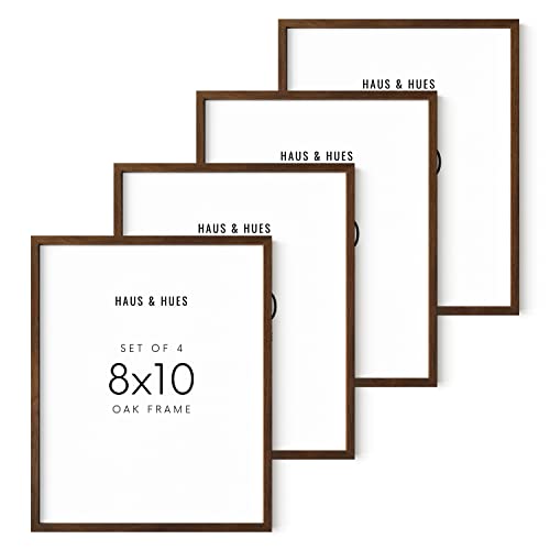 HAUS AND HUES 20,3 x 25,4 cm Bilderrahmen-Set von 4-8 x 10 Walnuss Galerie Wandrahmen, Bauernhaus Holz Fotorahmen 8 x 10 für Wandcollage, Packung 10 x 8 Braun Holz Wandrahmen (Nussbaum Eiche) von HAUS AND HUES