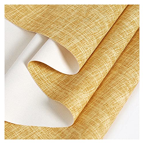 Leinenoptik Kunstleder Bezugsstoff Möbelstoff Meterware 138cm Breit Vinyl Stoff für Polster, Sofa Stuhl Sitzbezug(Goose yellow,1.38X4m) von HAUTFENM