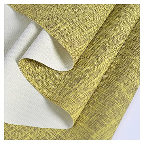 Leinenoptik Kunstleder Bezugsstoff Möbelstoff Meterware 138cm Breit Vinyl Stoff für Polster, Sofa Stuhl Sitzbezug(Yellow-green,1.38X2m) von HAUTFENM