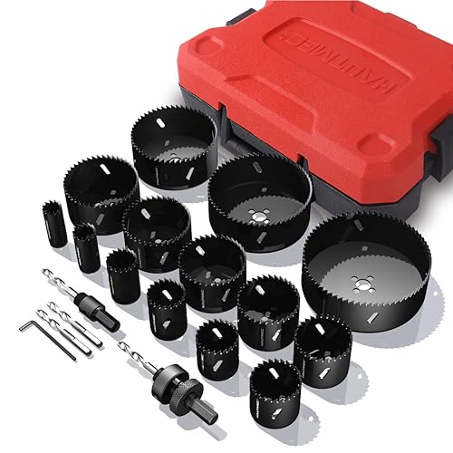 HAUTMEC 21-teiliges Bi-Metall-Lochsägen-Set, 19–121 mm, Pro-Grade wärmebehandelte Klingen mit 2 Dornen, 4 Bohrern, Sechskantschlüssel und Aufbewahrungskoffer für Holz, Trockenbau, PVC und dünnes HAUTMEC 21-teiliges Bi-Metall-Lochsägen-Set, 19–121 mm, Pro-Grade wärmebehandelte Klingen mit 2 Dornen, 4 Bohrern, Sechskantschlüssel und Aufbewahrungskoffer für Holz, Trockenbau, PVC und dünnes von HAUTMEC