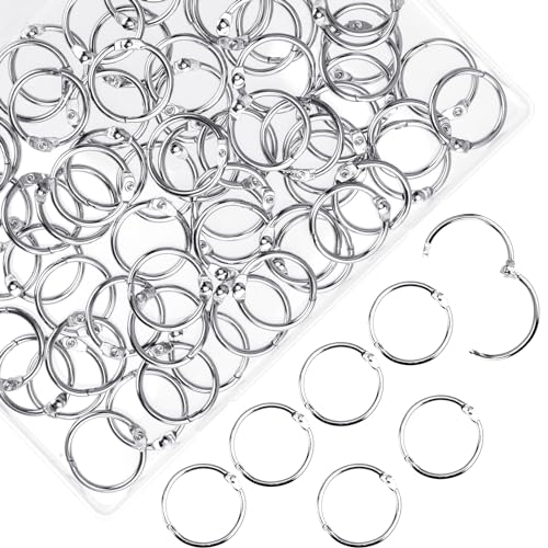 HAUTOCO 100 Stück Binderinge, 25 mm, Metallbindung, lose Blätter, Binderinge für Bücher, Papiere, Karteikarten, Büro, Schule, Zuhause von HAUTOCO