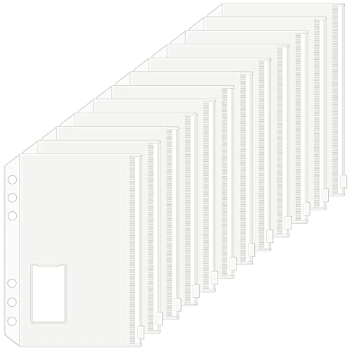 HAUTOCO 12PCS A5 Mappentaschen 6-Loch mit Etikettentasche für A5 Notebook Binder Planer, Kunststoff Reißverschlusstasche Cash Budget Umschläge Wasserdichte Loseblatttaschen HAUTOCO 12PCS A5 Mappentaschen 6-Loch mit Etikettentasche für A5 Notebook Binder Planer, Kunststoff Reißverschlusstasche Cash Budget Umschläge Wasserdichte Loseblatttaschen von HAUTOCO