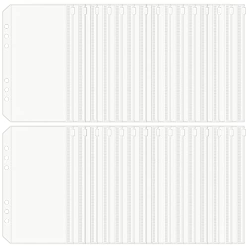 HAUTOCO 30 Stück A6 6-fach gelochte Bindertaschen, wasserdicht, PVC, Budget-Umschläge mit Reißverschluss, für A6-Notizbuch, Budget-Ordner HAUTOCO 30 Stück A6 6-fach gelochte Bindertaschen, wasserdicht, PVC, Budget-Umschläge mit Reißverschluss, für A6-Notizbuch, Budget-Ordner von HAUTOCO