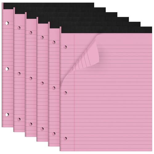 HAUTOCO 6 Pack 8,5 x 11 Rechtsblöcke Rosa breit liniert Notizblöcke Perforierte Schreibblöcke, 30 Blatt pro Notizblock, 3-fach gelocht Papier, Schreiben Notizblöcke für Schule, Zuhause, Büro, Geschäft HAUTOCO 6 Pack 8,5 x 11 Rechtsblöcke Rosa breit liniert Notizblöcke Perforierte Schreibblöcke, 30 Blatt pro Notizblock, 3-fach gelocht Papier, Schreiben Notizblöcke für Schule, Zuhause, Büro, Geschäft von HAUTOCO