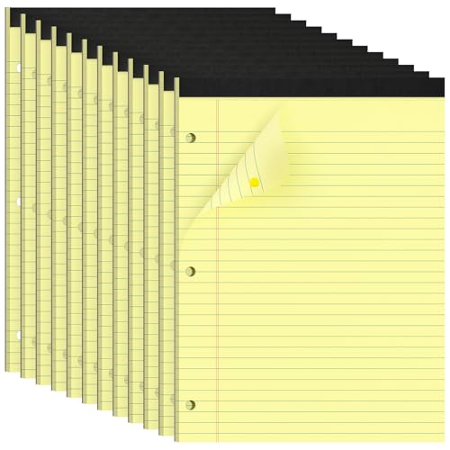 HAUTOCO 8,5 x 11 Rechtsblöcke, 12 Stück, gelb, breit, liniert, Notizblöcke, perforiert, 30 Blatt pro Notizblock, 3-fach gelochtes Papier für Schule, Büro HAUTOCO 8,5 x 11 Rechtsblöcke, 12 Stück, gelb, breit, liniert, Notizblöcke, perforiert, 30 Blatt pro Notizblock, 3-fach gelochtes Papier für Schule, Büro von HAUTOCO
