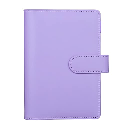 HAUTOCO A6 PU-Leder-Notizbuch, nachfüllbar, 6 Ringordner für A6-Füllpapier und Bargeld, Budget-Umschläge, lose Blätter, persönlicher Planer, Binder Cover mit magnetischer Schnalle, lila von HAUTOCO