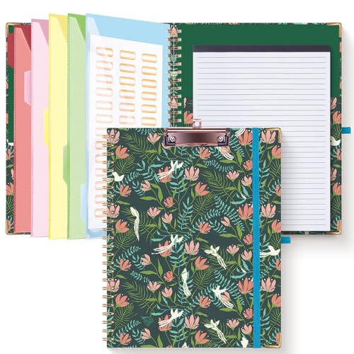 HAUTOCO Klemmbrett A4 Ordner mit Nachfüllbarem Linierten Notizblock, Klemmbretter mit 5 A4-Ordnern Lagerung 10 Taschen, Klemmbrett A4 mit Deckel, Spiral Clip Board für Schule, Büro, Blumen Vogel HAUTOCO Klemmbrett A4 Ordner mit Nachfüllbarem Linierten Notizblock, Klemmbretter mit 5 A4-Ordnern Lagerung 10 Taschen, Klemmbrett A4 mit Deckel, Spiral Clip Board für Schule, Büro, Blumen Vogel von HAUTOCO
