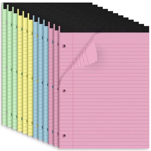 HAUTOCO Notizblöcke, 8,5 x 11 cm, bunt, breit liniert, perforiert, 30 Blatt pro Notizblock, 3-fach gelochtes Papier, Schreibnotizblöcke für Schule, Zuhause, Büro, Geschäft, 12 Stück HAUTOCO Notizblöcke, 8,5 x 11 cm, bunt, breit liniert, perforiert, 30 Blatt pro Notizblock, 3-fach gelochtes Papier, Schreibnotizblöcke für Schule, Zuhause, Büro, Geschäft, 12 Stück von HAUTOCO