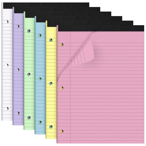 HAUTOCO Notizblöcke, 8,5 x 11 cm, bunt, breit liniert, perforiert, 30 Blatt pro Notizblock, 3-fach gelochtes Papier, Schreibnotizblöcke für Schule, Zuhause, Büro, Geschäft, 6 Stück HAUTOCO Notizblöcke, 8,5 x 11 cm, bunt, breit liniert, perforiert, 30 Blatt pro Notizblock, 3-fach gelochtes Papier, Schreibnotizblöcke für Schule, Zuhause, Büro, Geschäft, 6 Stück von HAUTOCO