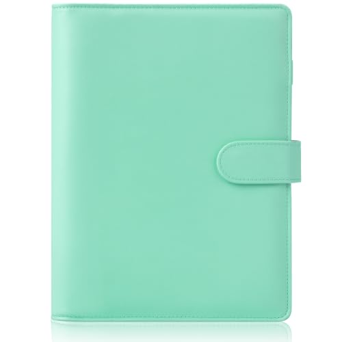 HAUTOCO A5 Binder, 6 Loch Ringbuch Abdeckung, Nachfüllbar Budget Planer, PU Leder Notizbuch Organizer für Büro Schule (Ohne Innenpapier), Hellgrün von HAUTOCO